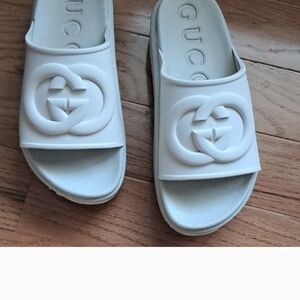 Gucci White Sandals with Iconic GG Logo